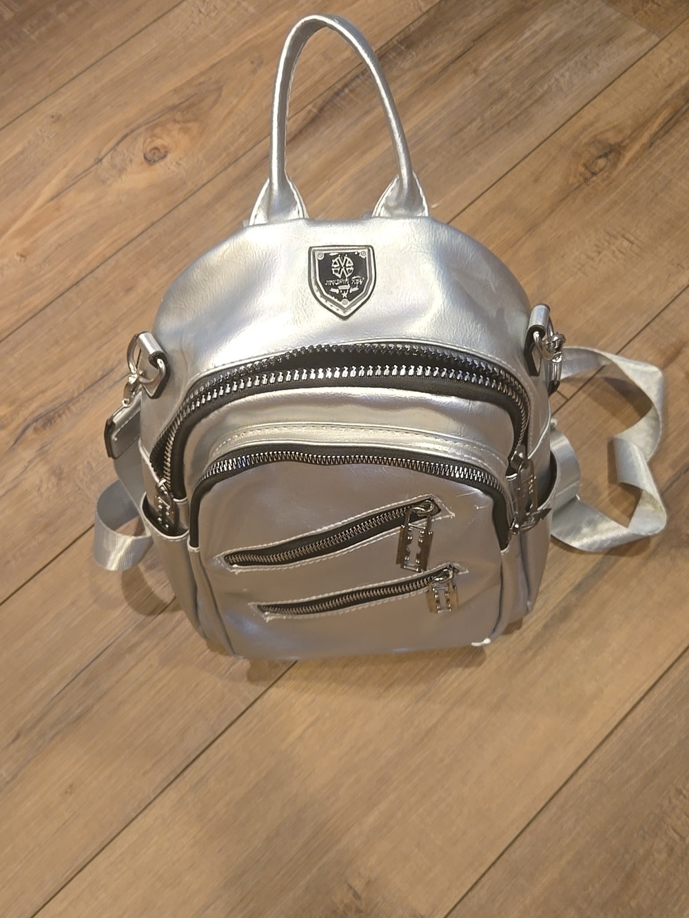 Metallic Silver Mini Backpack